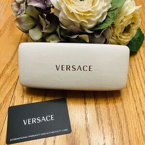 Versace White Eye Glasses Sunglasses Hard Side Case and Authenticity Card